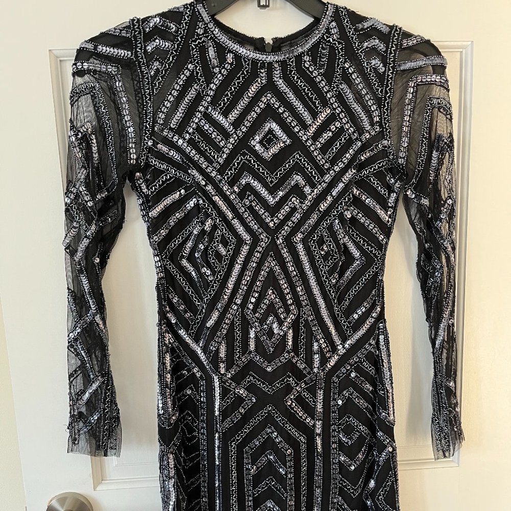 Beaded Long Sleeve Sheath Dress Aidan by Aidan Mattox NWT